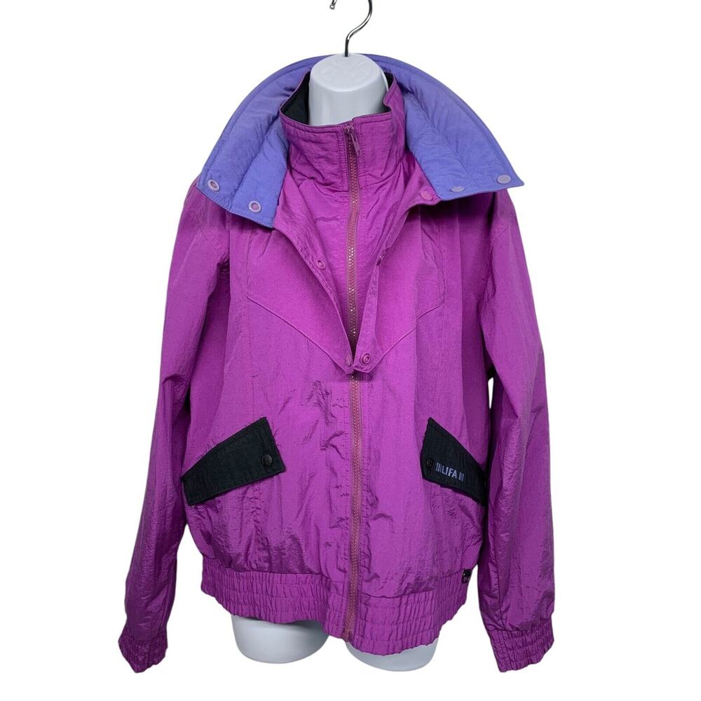 Helly Hansen Women's size M Purple Lifa Zip Up Jacket Nylon Snap Button - Picture 3 of 13